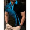 Men's Color Blocked 3D Printed Men's Fashion Button Short Sleeved Shirt