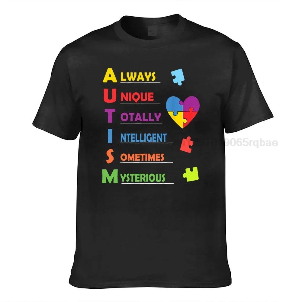 Autism Awareness Autism Acronym And Puzzle Piece Tshirt Cotton Unisexs T Shirt Printed On T Shirt Coupons Party