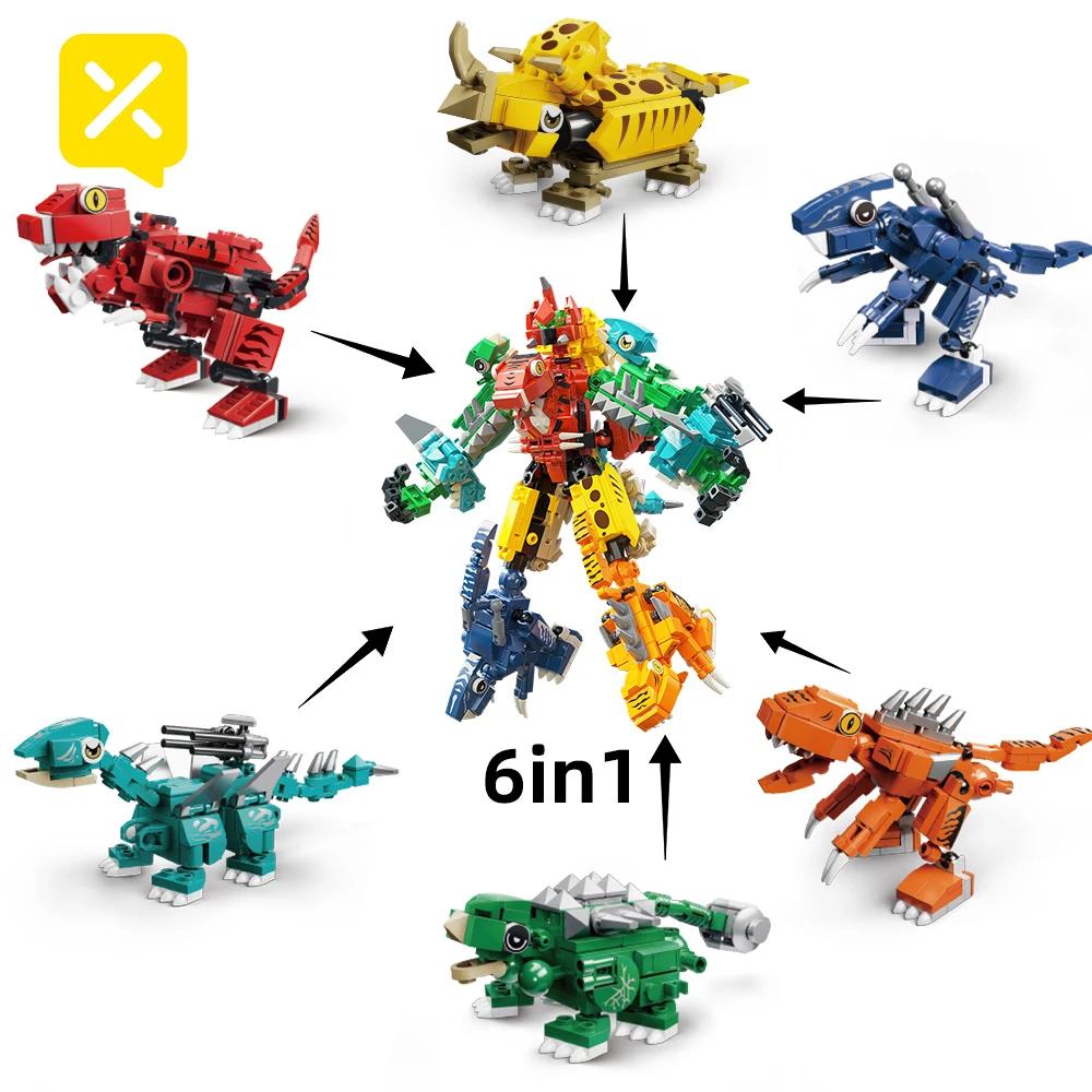 

TOYLINX Dinosaur Building Blocks 691PCS Brick Toy 6 in 1 Education DIY Toys Robot for Children Kids Boy Birthday Christmas Gifts
