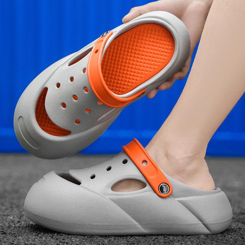 Popular new men's hole shoes, breathable, soft-soled sandals, thick-soled bag head slippers for summer wear