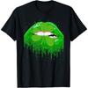 Green Lips Cotton Men Irish Leopard Shamrock St Patricks Day T Shirt