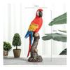 Parrot Ornament with Branch Perch Colorful Figurine Carved Bird Statue