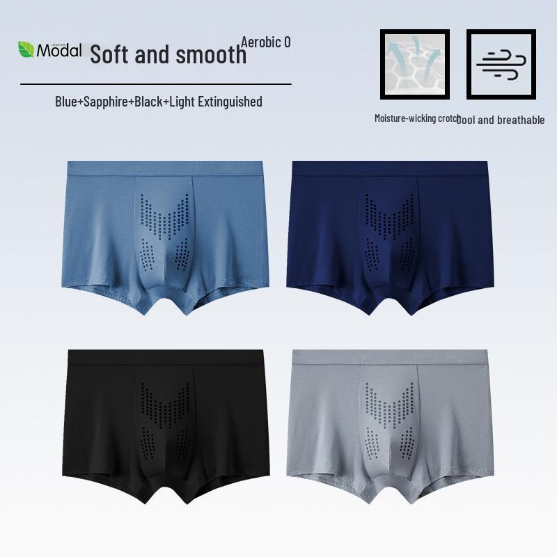 Men's Oyster Antibacterial Breathable Knitted Mid-Waist Massage Underwear.