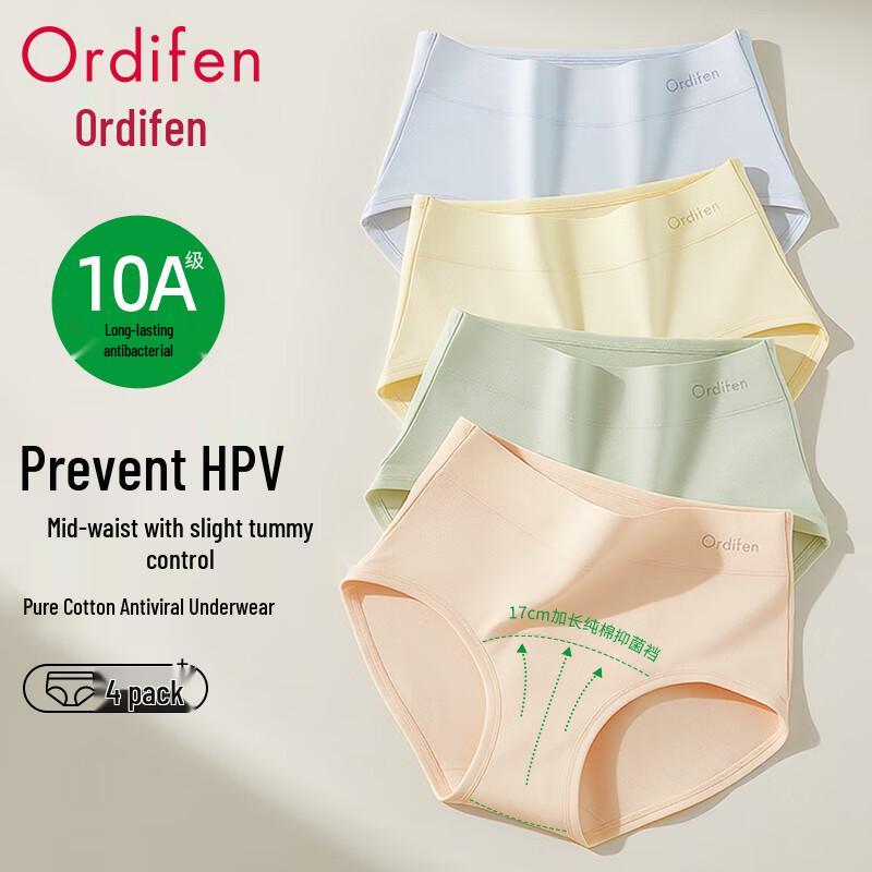 Ordifen Women's 95% Cotton Seamless Mid-High Waist Briefs 4-Pack