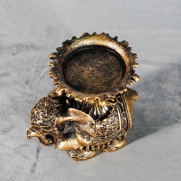 Porta-velas Elefante da Sorte Riqueza Estátua de Resinas Animais Castiçais para Velas Tealight