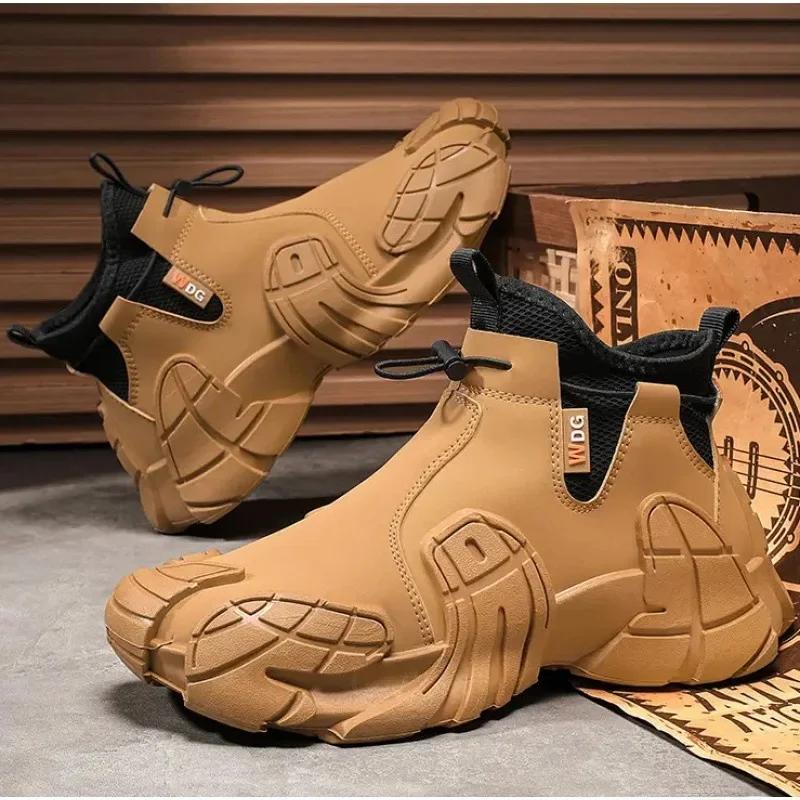 Men's Work Boots Anti-Slip Waterproof Spring Autumn Construction Site Men Boots Sports Shoes Round Toe Boots for Men