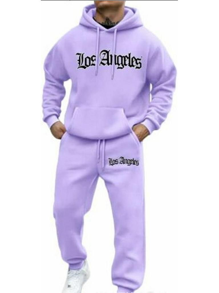 Trendy Hooded Letter Print Sweatshirt Set for Autumn/Winter