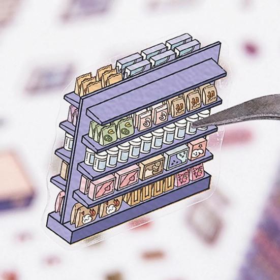 DIY 3D Sticker Set Relief Stress Reusable Scene Stickers with Tweezers Supermarket Coffee