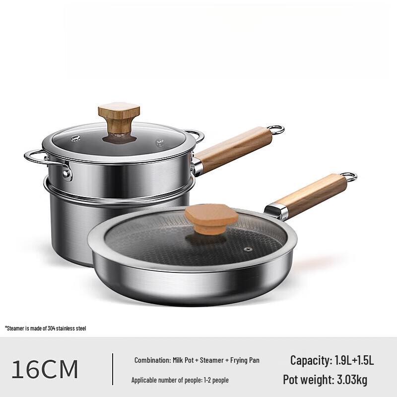 Wutuo 316 Stainless Steel Baby Milk Pot & Frying Pan Set
