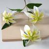Artifical Lily Flower with 3 Heads Full Bloom And Leaves Long Stem Faux