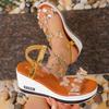 Women High Heel Wedge Sandals Platform Fashionable Butterfly Sandals Decoration Rhinestones Popular Among Toe Shoes for Women