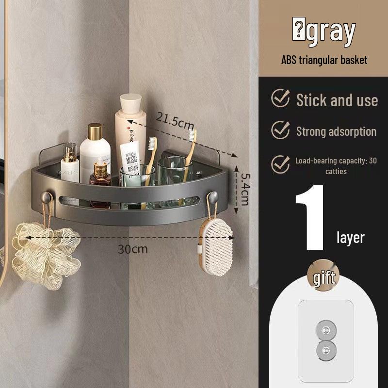 No-Drill Triangle Bathroom Corner Storage Rack Organizer