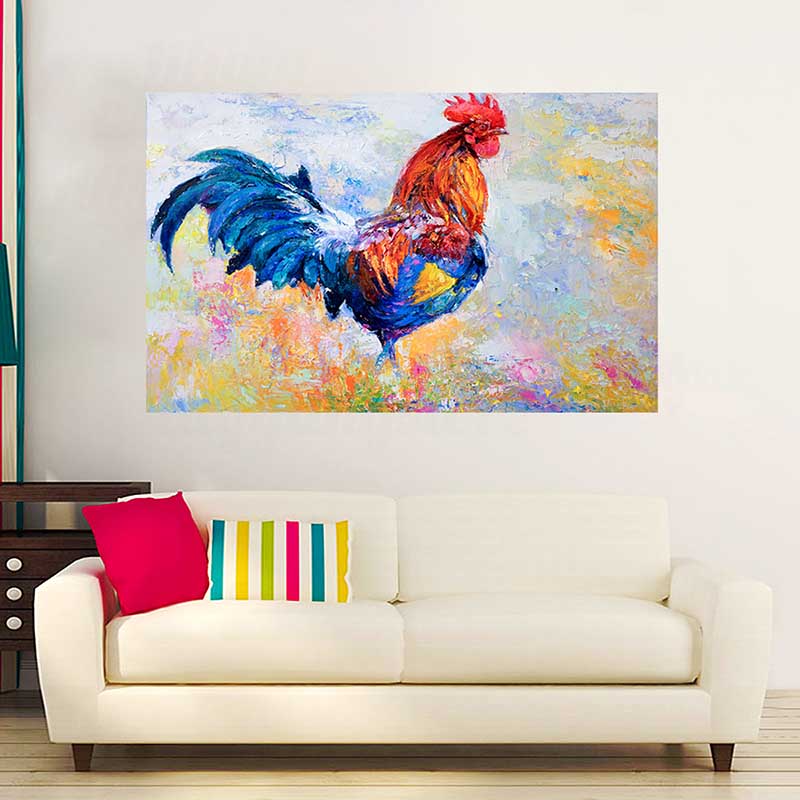 

Абстрактная картина маслом на холсте с животными, красочные плакаты с петухами и принты, настенная картина для Cuadros, гостиная, домашний декор, без рамки 21*30cm