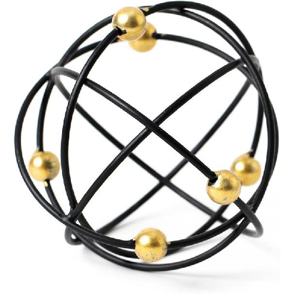 Металлическая скульптура «Звездопад», Настольная декоративная сфера с шипами, Маленький абстрактный геометрический шар-морской еж, Декоративный шар-орб из ржавого железа для дома Black-4.5in