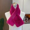 Women Winter Warm Thicken Cross Collar Scarf Solid Color Faux Rabbit Fur Cold Proof Scarves  Soft Furry Neck Warmer