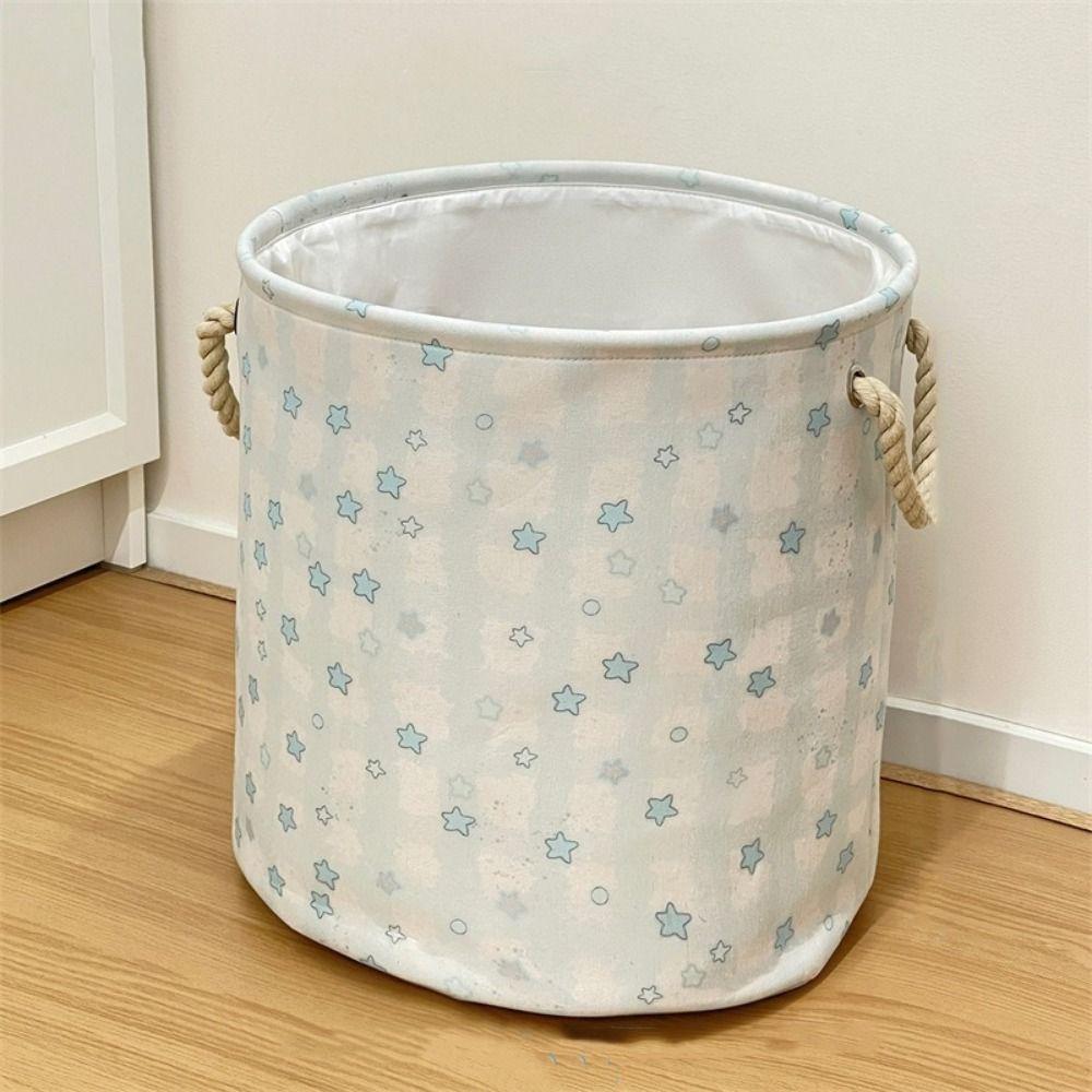 Cute Dirty Clothes Basket Round Shape Sundries Storage Basket Portable Laundry Hamper Apartments