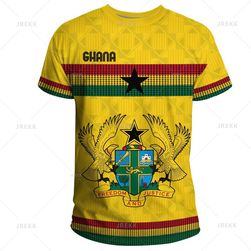 Ghana Nationa IndependenceDay 3D Printed T Shirt The Republic-of Ghana Emblem Flag Graphic Tee-shirts For Men Mens Clothing Tops