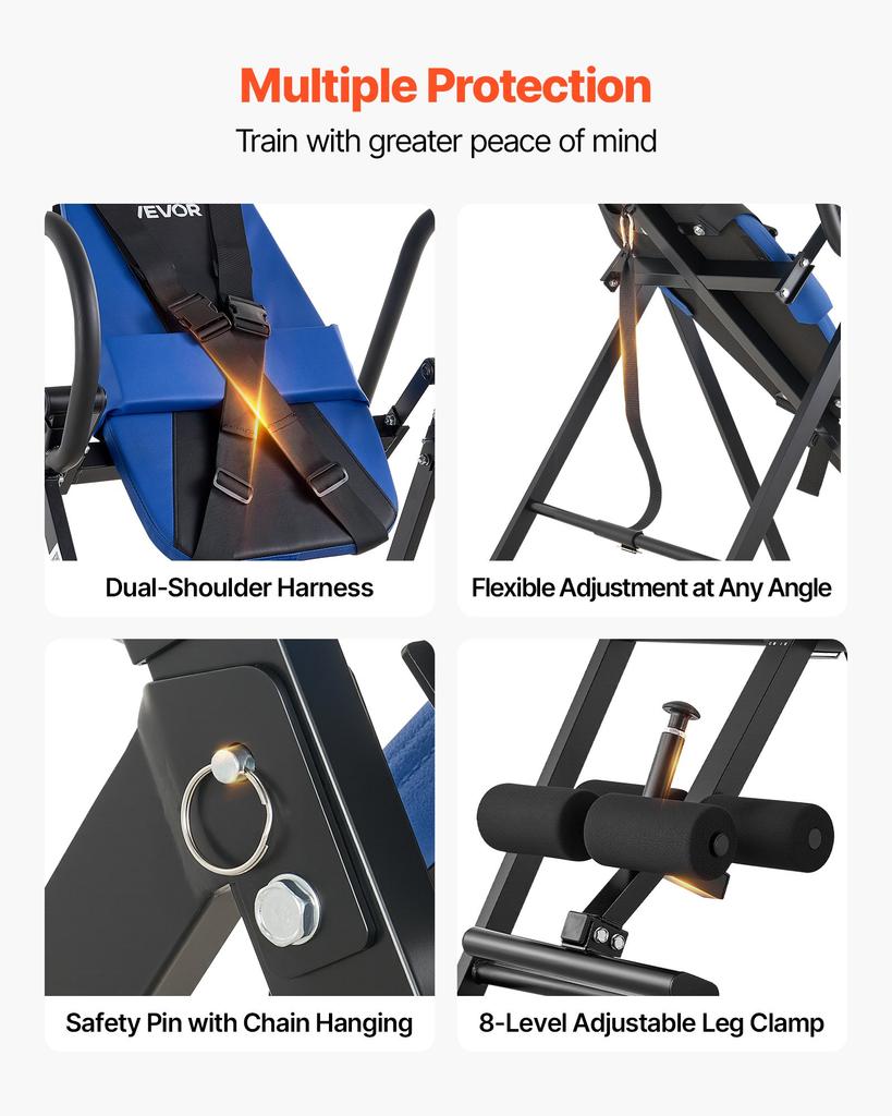 VEVOR Inversion Table, 136 Kg Capacity Heavy Duty Back Inverter Stretcher, Inverted Table with Dual-Roller Locking