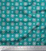 Soimoi Brown Poly Crepe Fabric Crystals Floral Printed Fabric 1 Metre 42 Inch