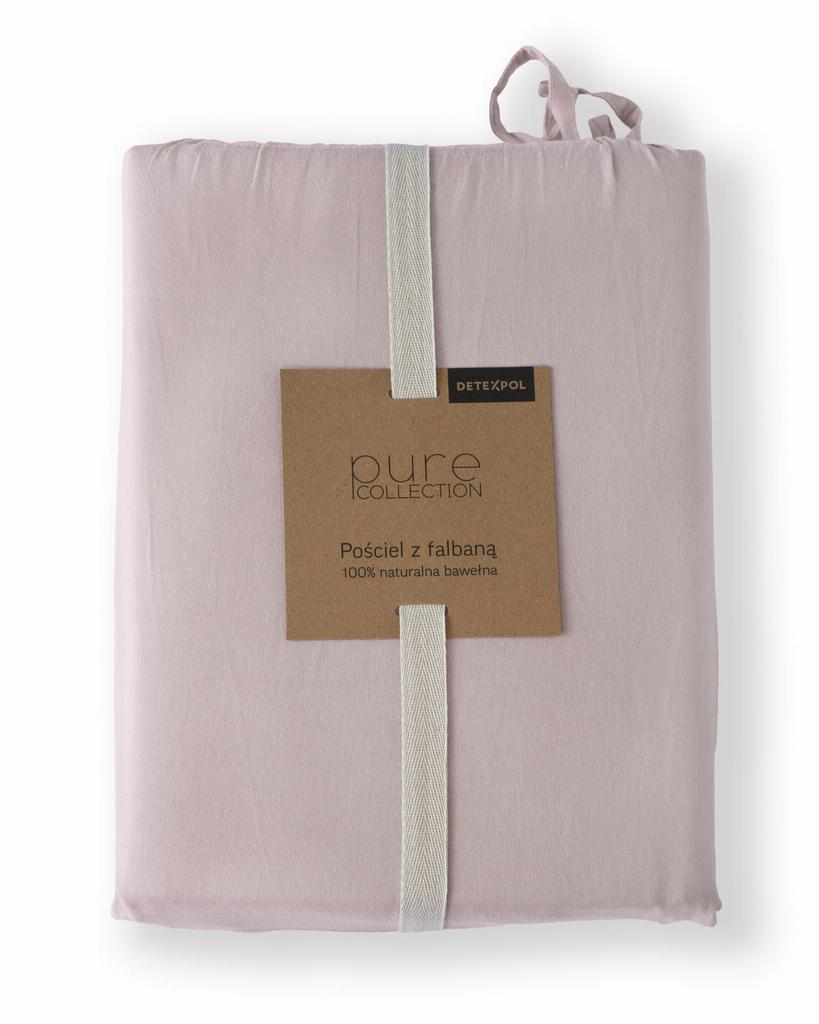 Cotton Bedding with Ruffles 160x200 3-piece Powder Pink