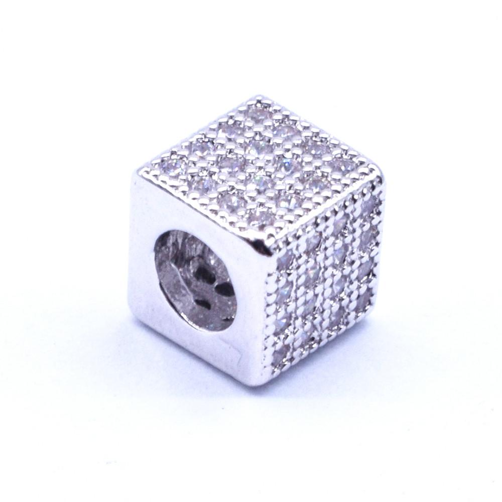 10 Pcs/ Lot Micro Inlaid Zircon Square Shape Beads Charm DIY Jewelry Making Bracelet Necklace Components Accessories Wholesale