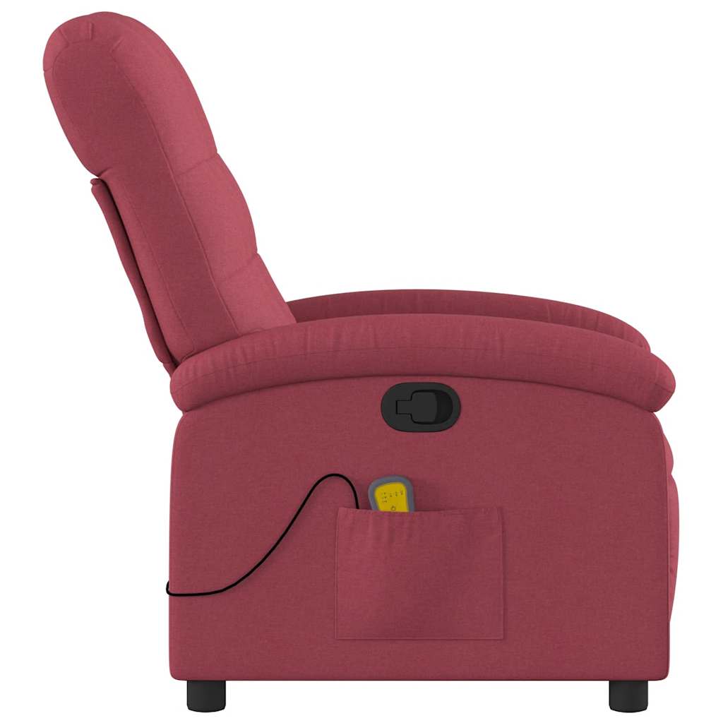 Vidaxl Reclining Massage Chair, Wine Red, Fabric Upholstered