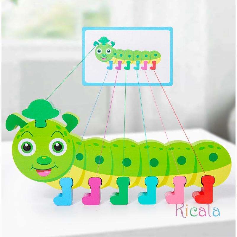 Colorful Caterpillar Shape Sorting and Matching Toy Educational Wooden Early Learning Toy Colorful Toy Durable Wooden Toy Gifts