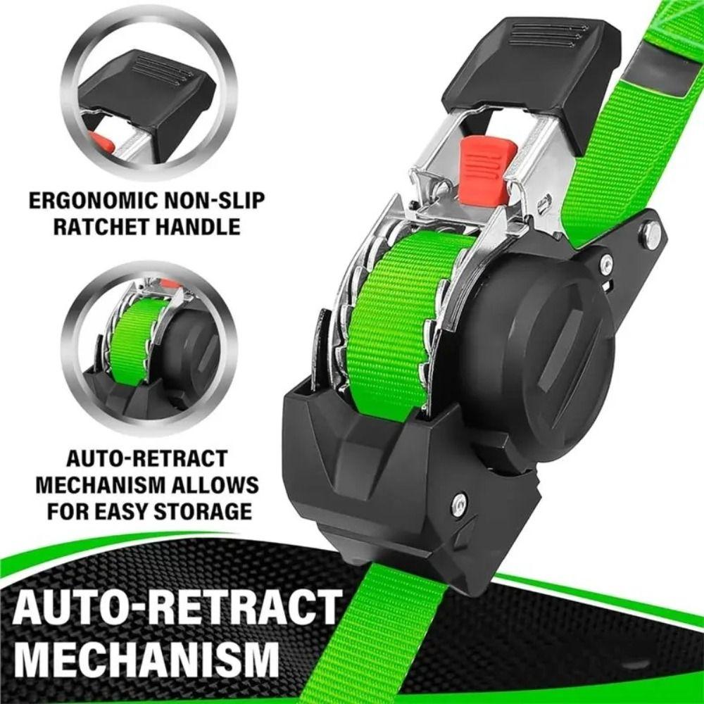 Sturdy Webbing Retractable Ratchet Tie Down Straps Self Retracting Straps Motorcycle Luggage