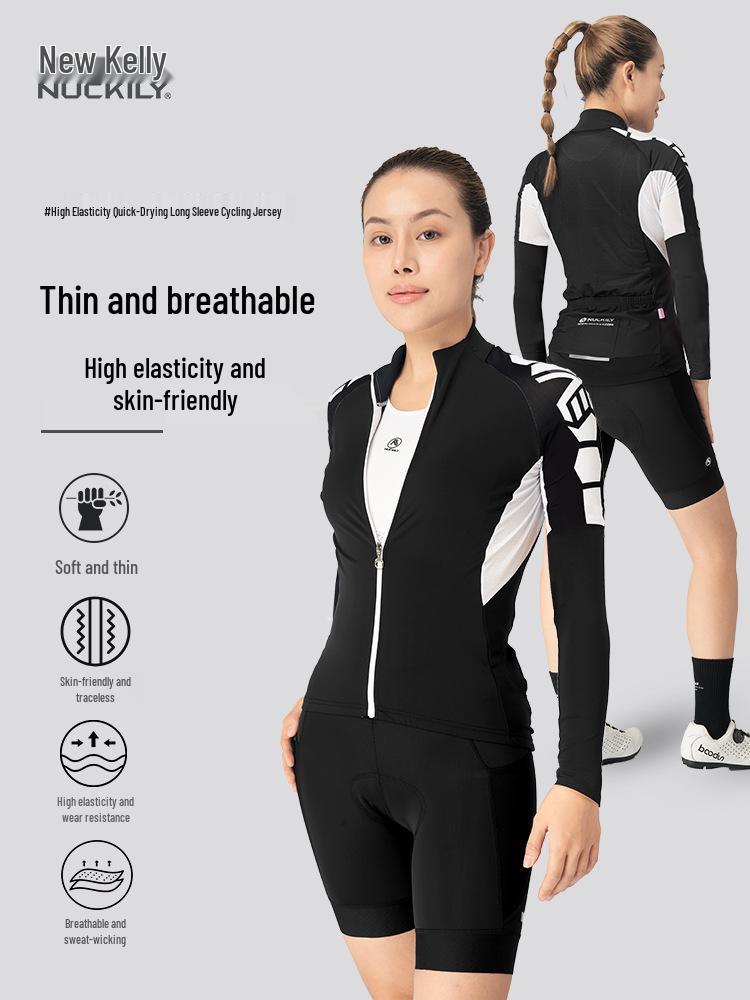 Nuckily Women's Long Sleeve Cycling Jersey: Quick Dry, Breathable, Sun Protection for Road and Mountain Biking In Autumn