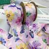 5yards 38MM Double-Side Flower Butterfly Straight/Wavy Edge Ribbon for Clothing Sewing Supplies DIY Hair Bows Craft Accessories