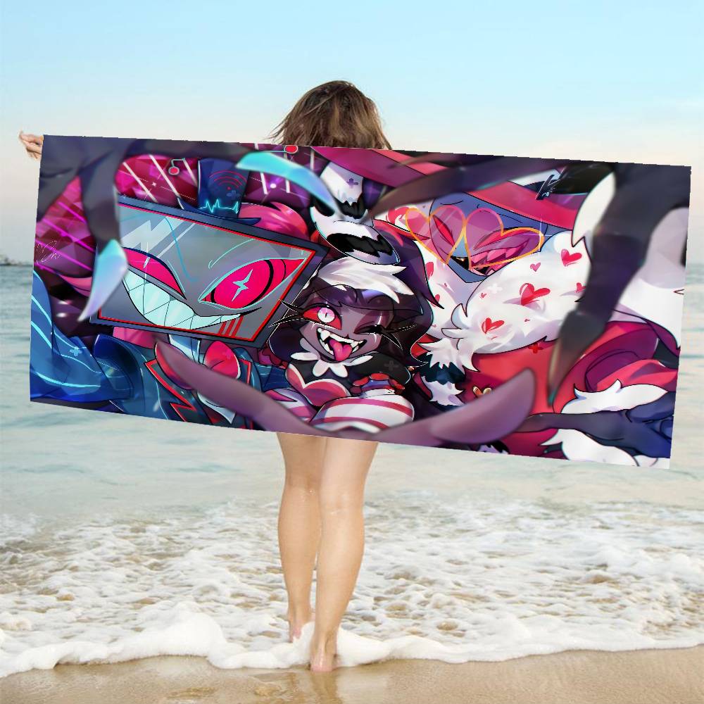 Popular Anime el H-Hazbin Bath Towel Microfiber Soft Water Absorbing Breathable For Kids Decorative Cartoon Beach Towel