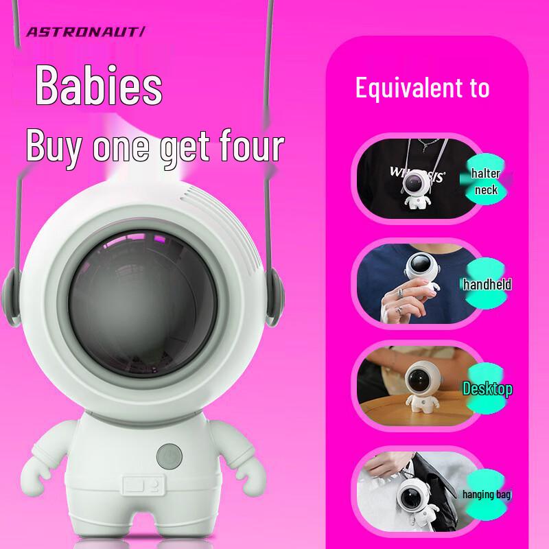 WEZHO Cartoon Astronaut Mini Neck Fan