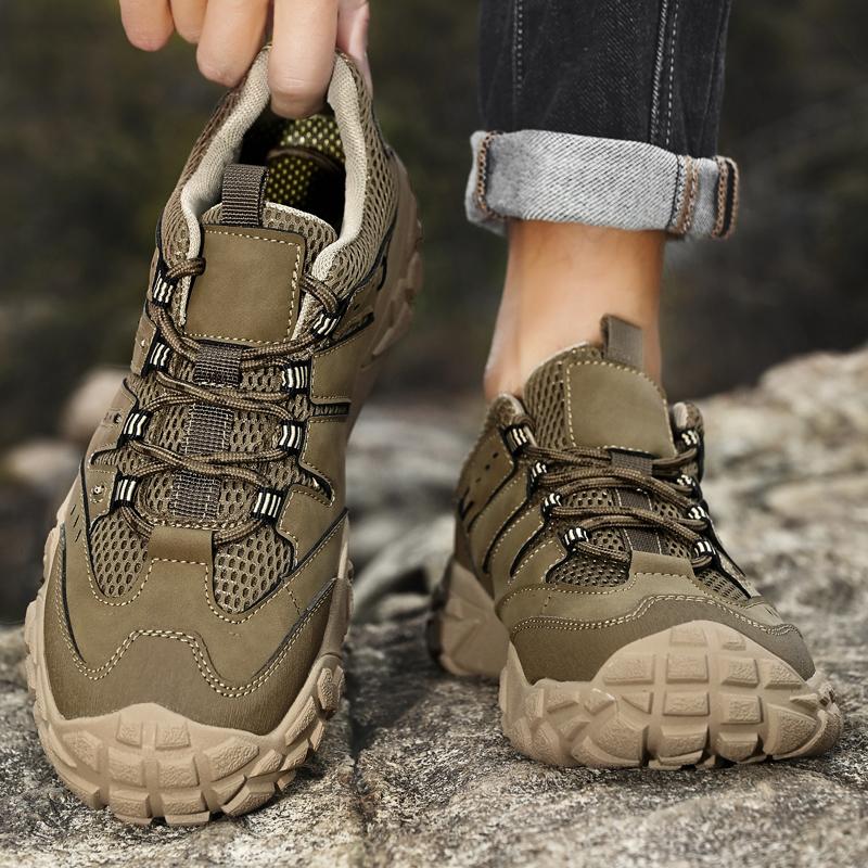 Zapatos de senderismo para hombre de estilo retro, resistentes, impermeables, con suela antideslizante, para viajes de montaña