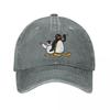 Pingu Berretto da Baseball Unisex da Donna Pinguino Denim Usurato Lavato Cappelli Berretto Classico da Esterno Corsa Golf Snapback Regolabile