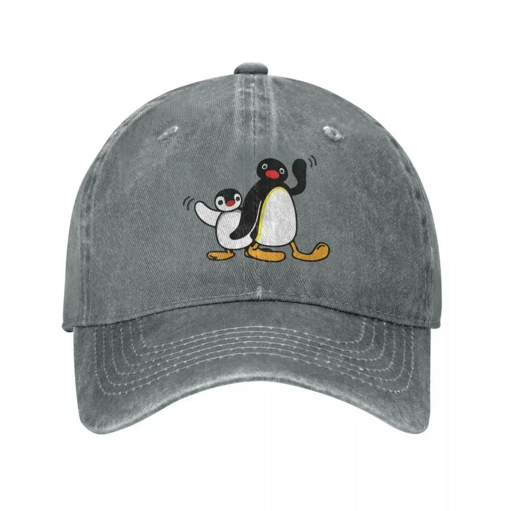 Pingu Berretto da Baseball Unisex da Donna Pinguino Denim Usurato Lavato Cappelli Berretto Classico da Esterno Corsa Golf Snapback Regolabile