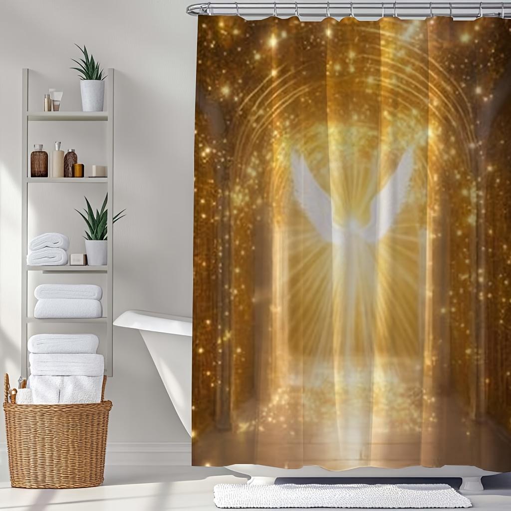 

Luminous Bird Shower Curtain – Digital Print Art Pattern, Reversible Polyester with Hooks for Stylish Bathroom Decoration W90xH180cm