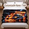 Car Racing Theme Soft Blanket Personalized Custom Name Text Print Warm Blanket Home Sofa Bedroom Decor