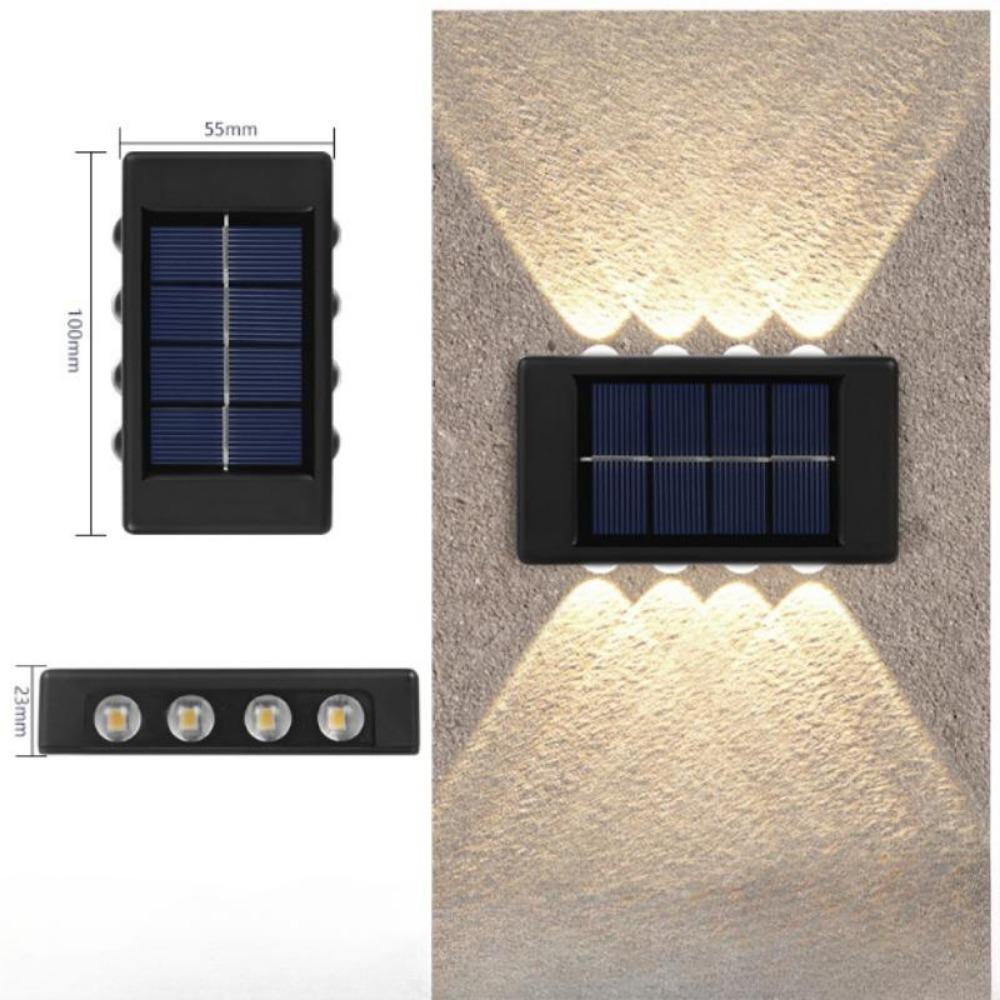 4/8/10LED Solar Wall Lamp Outdoor Waterproof Up and Down Luminous Lighting for Garden Fence Decoration Sunlight Light