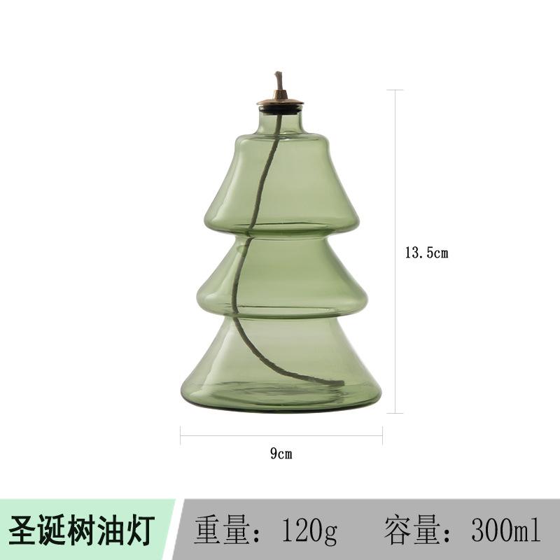 Creative Glass Christmas Tree Candle Holder Room Decoration Candle Holder Home Furnishing HomeDesktop Smoke Free Crispy Oil Lamp
