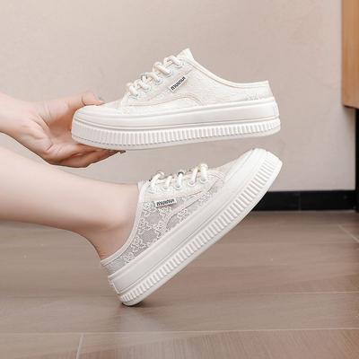 Breathable Mesh Slippers Women's Summer 2024 New Thin Internet Celebrity Fashion Heelless Sandals Bag Head Half Slippers