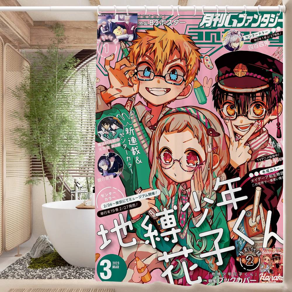 Anime Toilet B-Bound H-Hanako Kun Shower Curtain - Water-Repellent And Leak-Resistant, Mold And Mildew Resistant For