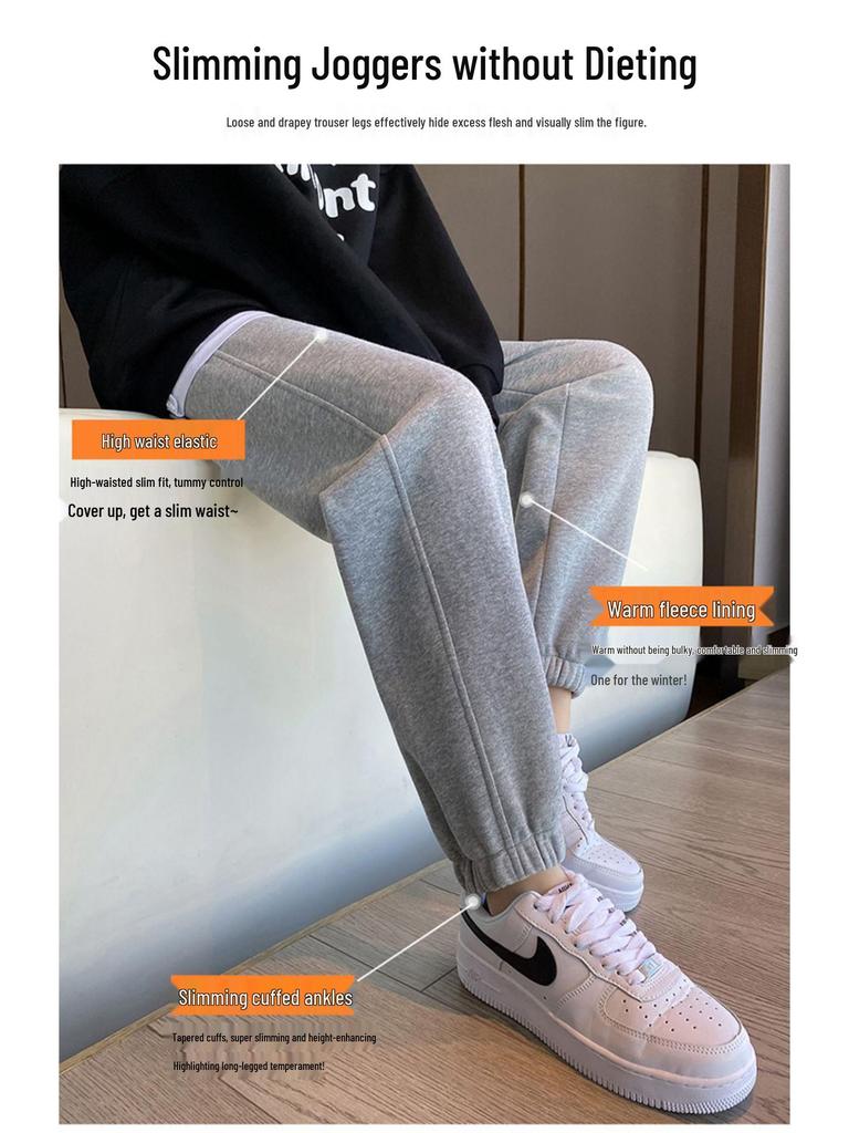 Women's Black Carrot Pants - Plus Size, Slimming, Sporty Spring/Autumn Style