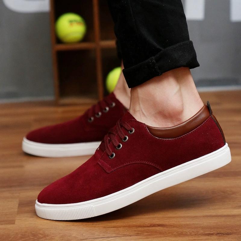 Fashion Hot Sale Men's Vintage Cow Suede Casual Sneakers Solid Color Comfortable Lace-Up Men Autumn Board Leather Shoes
