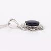 925 Sterling Silver Dyed Sapphire Oval Pendant 11x9mm Rhodium Plated Handmade Fine Jewelry Gift for Her