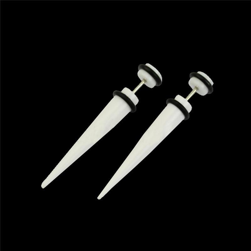 Long Cone Acrylic Perforation Stud Earring Fake Ear Expender Plugs Piercing