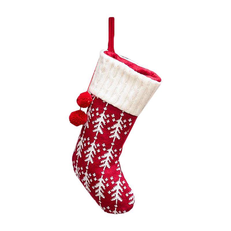 Julstrumpa Stickad Julstrumpa Säck Presentpåse Träd Öppen spis Prydnad Dekor