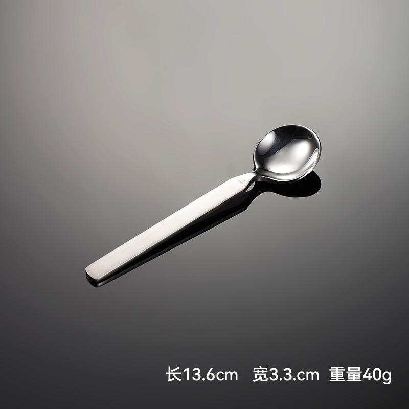 304 stainless steel western food spoon square handle sanded handle bright spoon head thick and heavy multi-specification hand throwing round edge