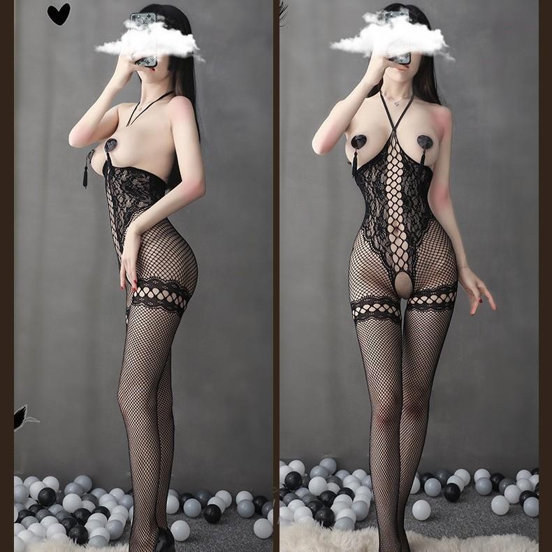 Sexy Lingerie Sexy Open Women's One-piece Stockings Mesh Clothes Transparent Uniform Temptation One-piece Mesh Socks