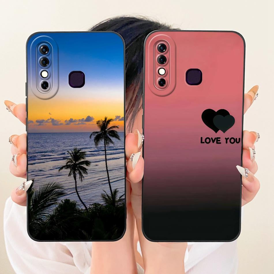 For Infinix Hot 8 / Hot 8 Lite X650 X650C X650B X650D Fashion Dusk Beach Painting Phone Case Shockproof Soft Silicone Bumpers