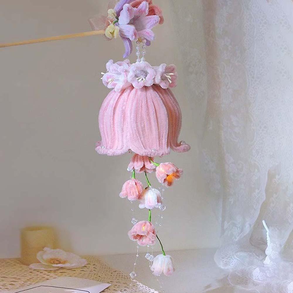 Handmade Bellflower Lantern Luminous Handheld Light Chinese Lantern Muguet Flower Lamp Kids Craft розовый
